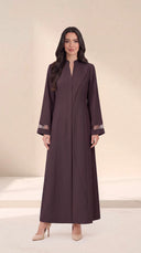 The Rayia Sculpted Panel Abaya with Sheer Cuff Detail