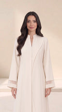 The Rayia Sculpted Panel Abaya with Sheer Cuff Detail