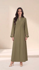 The Rayia Sculpted Panel Abaya with Sheer Cuff Detail