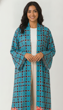 The Afiya Geometric Floral Print Open Front Abaya