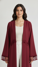 The Noorain Floral Tassel Open Abaya