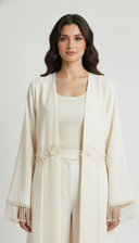 The Noorain Floral Tassel Open Abaya