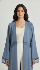 The Noorain Floral Tassel Open Abaya