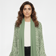 The Hala Sage Green Abstract Abaya
