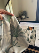 Ivory & Green Palm Print Mang Silk Abaya