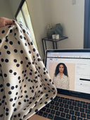 The Abeer Ivory Polka Dot Silk Abaya