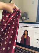 The Maryam Maroon Polka Dot Abaya