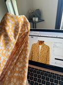 The Hamda Mustard Floral Silk Abaya