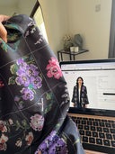 The Alia Black Floral Blocks Abaya