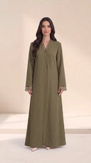 The Sabia Sheer Cuff and Front Wrap-Front Abaya