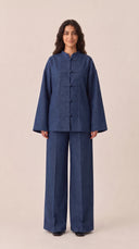 The Sabiha Jeans Co-Ord Set with Mandarin Collar