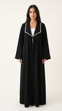The Fawzia Lace Trim Tie-Front Abaya
