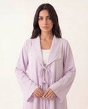 The Fawzia Lace Trim Tie-Front Abaya