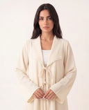 The Fawzia Lace Trim Tie-Front Abaya