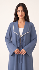 The Fawzia Lace Trim Tie-Front Abaya