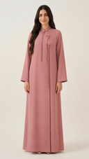 The Aziza Mandarin Collar Abaya with Tassel Tie Detail
