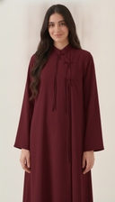 The Aziza Mandarin Collar Abaya with Tassel Tie Detail