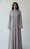 The Talia Classic Pearl Mandarin Collar Abaya