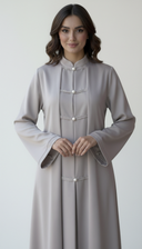 The Talia Classic Pearl Mandarin Collar Abaya