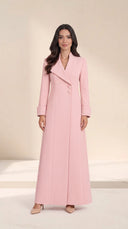 The Rofaida Asymmetric Lapel Abaya, in Pink, front view