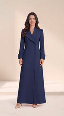 The Rofaida Asymmetric Lapel Abaya, in Navy, front view