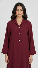 The Hadeel Minimal Pearl Button Abaya