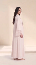 The Ameera Pleated Trim Abaya with Layered Sheer Cuffs
