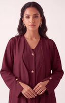 The Atheer Scalloped Open Front Abaya with Star Buttons