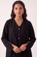 The Atheer Scalloped Open Front Abaya with Star Buttons