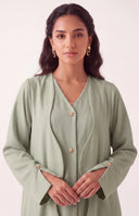 The Atheer Scalloped Open Front Abaya with Star Buttons