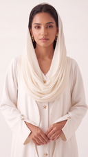 The Atheer Scalloped Open Front Abaya with Star Buttons
