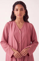 The Atheer Scalloped Open Front Abaya with Star Buttons