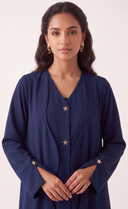 The Atheer Scalloped Open Front Abaya with Star Buttons