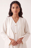 The Atheer Scalloped Open Front Abaya with Star Buttons
