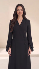 The Latifa Wrap-Front Abaya with Petal Sleeves