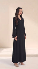 The Latifa Wrap-Front Abaya with Petal Sleeves