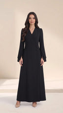 The Latifa Wrap-Front Abaya with Petal Sleeves