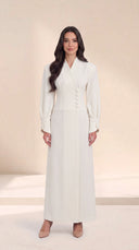 The Aliya Button-Waist Abaya with Wrap Collar