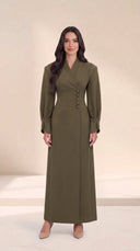 The Aliya Button-Waist Abaya with Wrap Collar