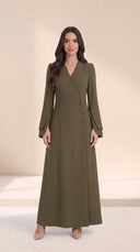 The Latifa Wrap-Front Abaya with Petal Sleeves