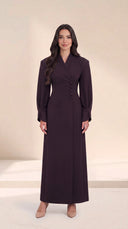 The Aliya Button-Waist Abaya with Wrap Collar