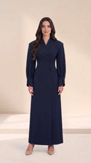 The Aliya Button-Waist Abaya with Wrap Collar