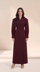 The Aliya Button-Waist Abaya with Wrap Collar
