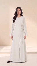 The Ruban Tie-Waist Abaya with Sheer Flared Cuffs