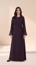 The Ruban Tie-Waist Abaya with Sheer Flared Cuffs
