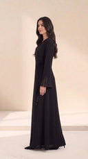 The Ruban Tie-Waist Abaya with Sheer Flared Cuffs