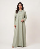 The Jawahir Knotted Button Detail Closed Abaya