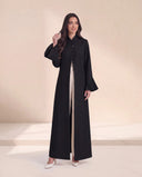 The Samiqa Pleated Cuff Abaya with Wrap Collar