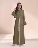 The Samiqa Pleated Cuff Abaya with Wrap Collar