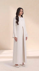 The Samiqa Pleated Cuff Abaya with Wrap Collar